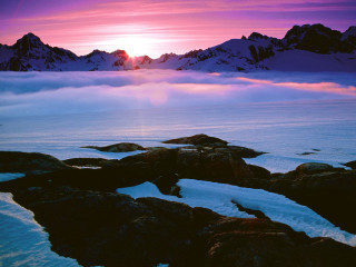 Snowy mountain range sunset clouds - carl critchlow free wallpaper for desktop
