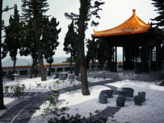 Pavilion trees white sand park 2 - david diao free wallpaper