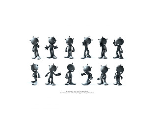 Cartoon figures standing row white - a caption in the middle free wallpaper