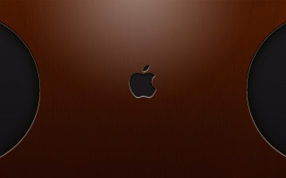 Brown apple logo wooden surface - a black circle free wallpaper