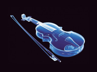 Violin blue glow black background - body free wallpaper