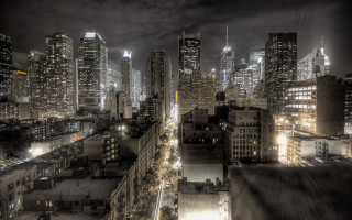 City night tall buildings lit 11 - ashcan school free wallpaper