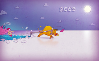 Cartoon character attacking pig sky - screenshot free wallpaper