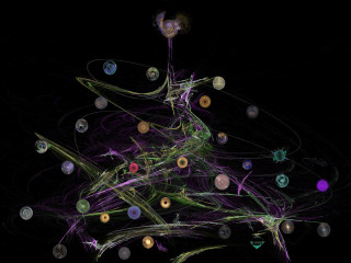 Colored circles black background artwork - generative free wallpaper for desktop