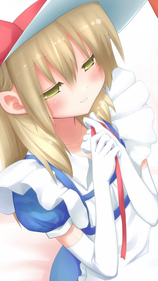 Kawaii alice prin blonde umbrella - her shoulder free wallpaper for mobile