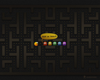 Maze pacman game faces image - net art free wallpaper