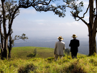 People hill view trees hills - behind them free wallpaper for desktop