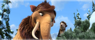 Woolly mammoth monkey snow trees - a cartoon picture free wallpaper