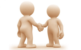 Small people shaking hands white 2 - hand free wallpaper