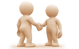 Small people shaking hands white 3 - hand free wallpaper