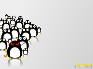 Penguins red eyes black white 2 - a group of penguins free wallpaper