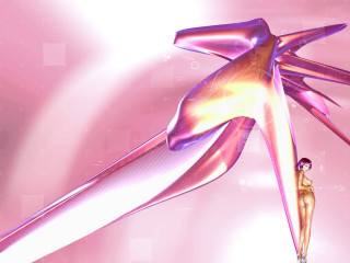 Woman pink dress flying air 2 - allen jones free wallpaper