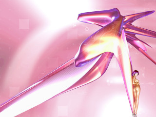 Woman pink dress flying air 4 - allen jones free wallpaper