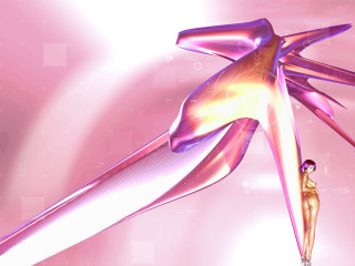 Woman pink dress flying air 3 - allen jones free wallpaper