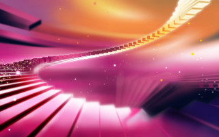 Staircase city nighttime bright light - psychedelic art free wallpaper for desktop