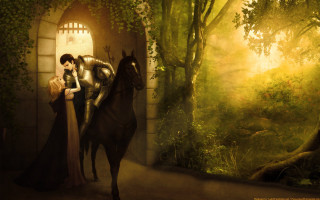 Man woman horse forest castle - the horse free wallpaper