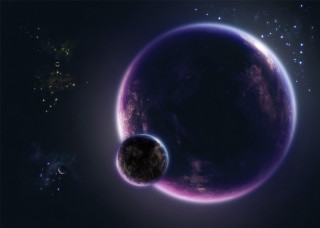 Purple black planet small background - smaller free wallpaper