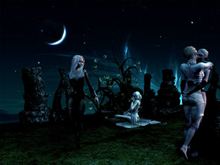 Women fantasy setting dog crescent - a fantasy setting free wallpaper