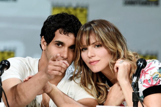 Man woman sitting table microphones - everett warner free wallpaper for desktop