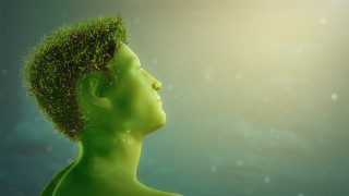 Green man spiky haircut green - solarpunk free wallpaper