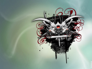Skull swords digital painting face - two sword free wallpaper for desktop