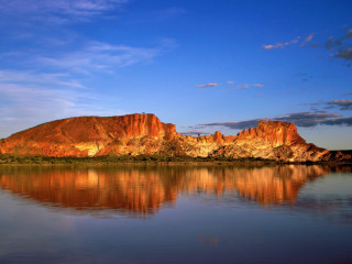 Mountain range reflection lake sunset 5 - albert namatjira free wallpaper for desktop