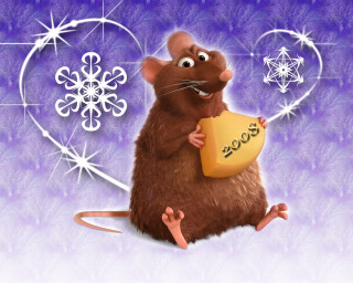 Rat holding box snowflake background - a box free wallpaper