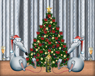 Christmas tree mice sitting next 3 - a christmas tree free wallpaper