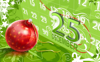 Red christmas ornament green calendar 3 - number free wallpaper