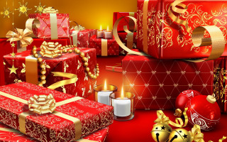 Presents table candles ornaments holiday - a table together free wallpaper