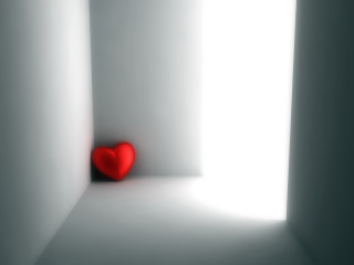 Heart shaped object white room 2 - soft focus free wallpaper for desktop