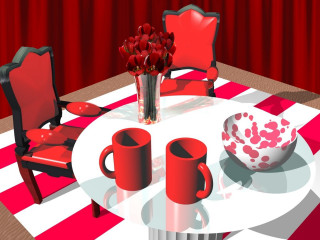 Table vase flowers red chairs - the table free wallpaper