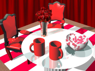 Table vase flowers red chairs 2 - the table free wallpaper