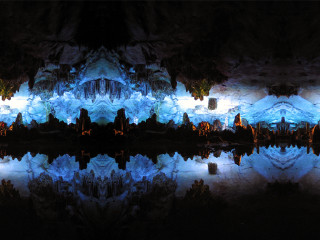 Cave water reflection building surrounding 3 - david diao free wallpaper