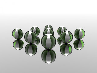 Green balls white background reflection 2 - caustic free wallpaper