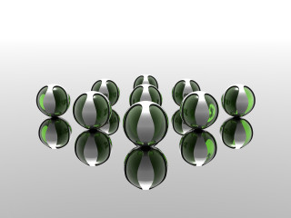 Green balls white background reflection - caustic free wallpaper