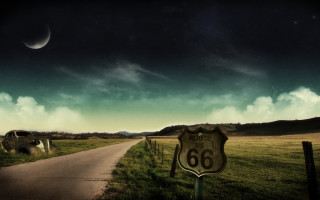 Road sign cow cloudy sky - half free wallpaper