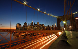 Bridge city skyline night lights - a city skyline in the background free wallpaper