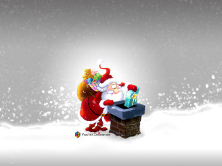 Santa claus chimney presents person - a santa clause free wallpaper