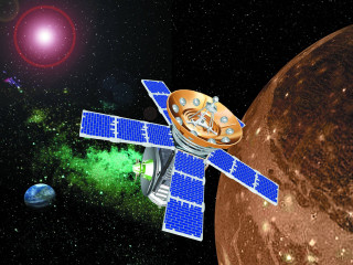 Satellite planet space red star - concept design art free wallpaper