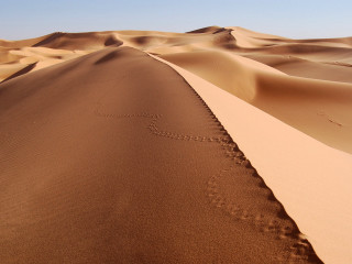 Desert sand dunes heart drawn - sand free wallpaper