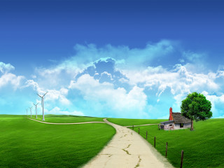 House hill path wind turbine 2 - a path free wallpaper