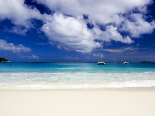 Beach boats clouds white sand 6 - a white sand beach free wallpaper for desktop