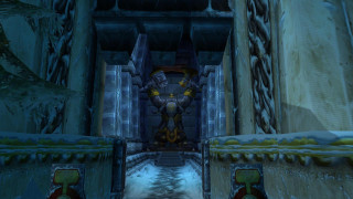 Hallway statue snow covered floor - ambient occlusion free wallpaper