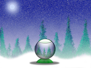 Snow globe green base snow - blue sky free wallpaper for desktop