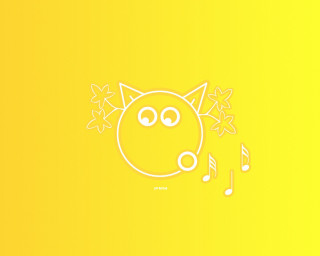 Yellow background cat music notes - nose free wallpaper
