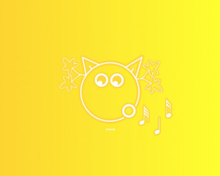Yellow cat music notes ears - a cats head free wallpaper