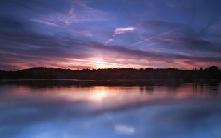 Lake sunset clouds sky forest 3 - free sky wallpaper for desktop