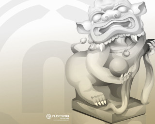 Lion statue large head tail - a circular design free wallpaper