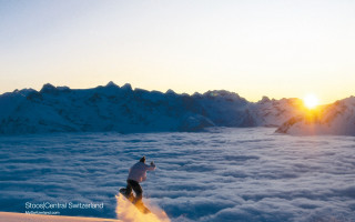 Skiing sunset mountain clouds distance 2 - fabien charuau free wallpaper